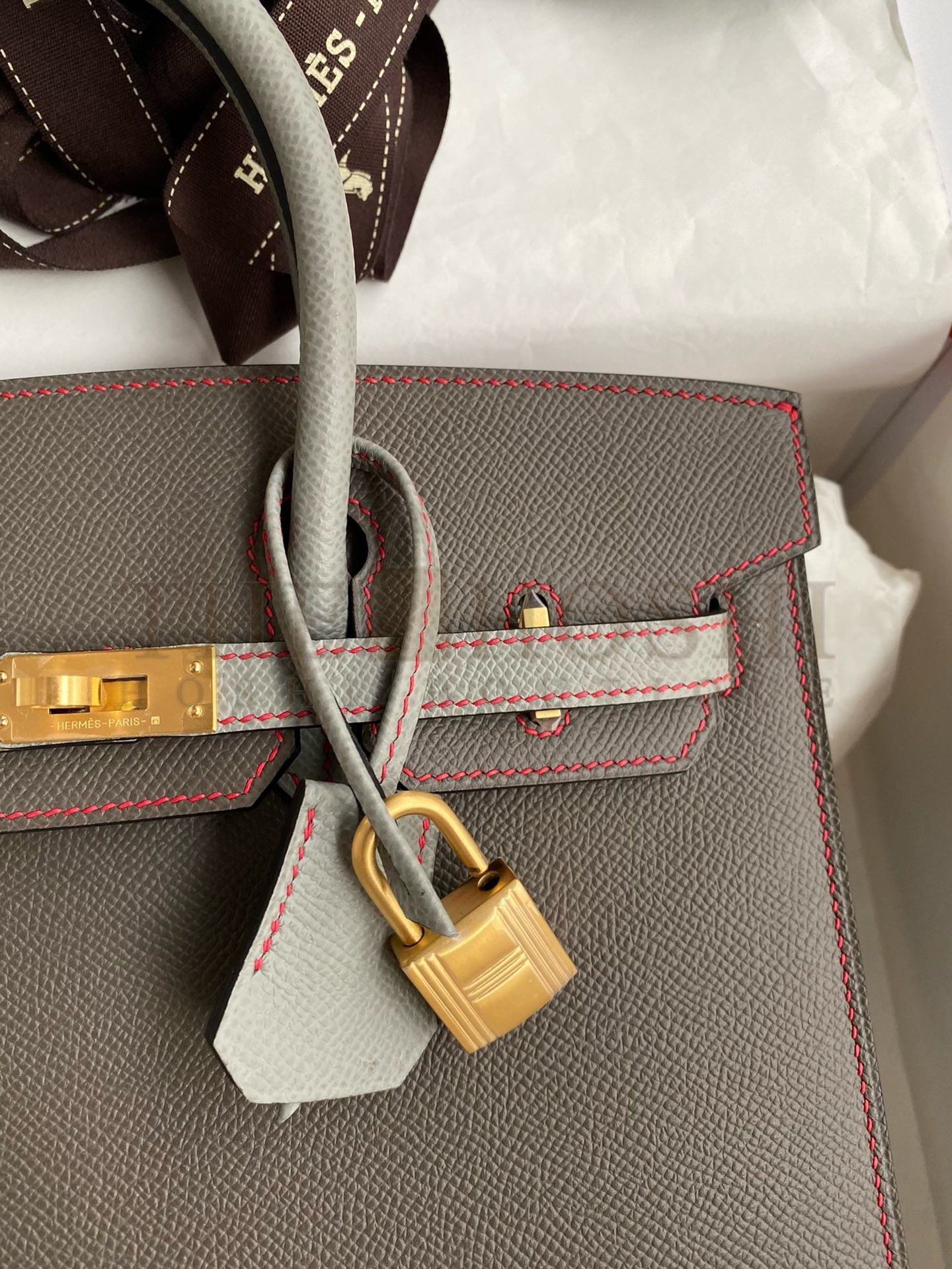 H**me5 HSS Birkin 25 Sellier Bag in Etain and Gris Mouette Epsom Calfskin Master Quality