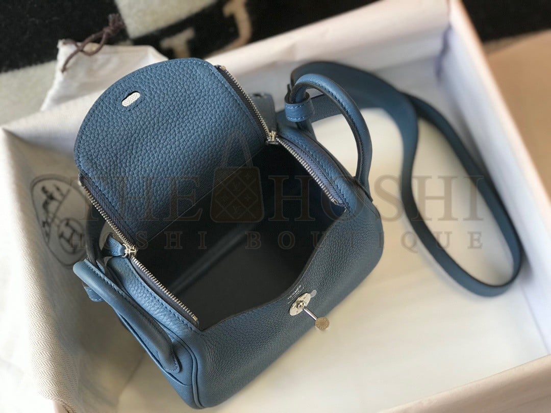 H**me5 Lindy Mini Bag In Blue Agate Clemence Leather PHW Master Quality