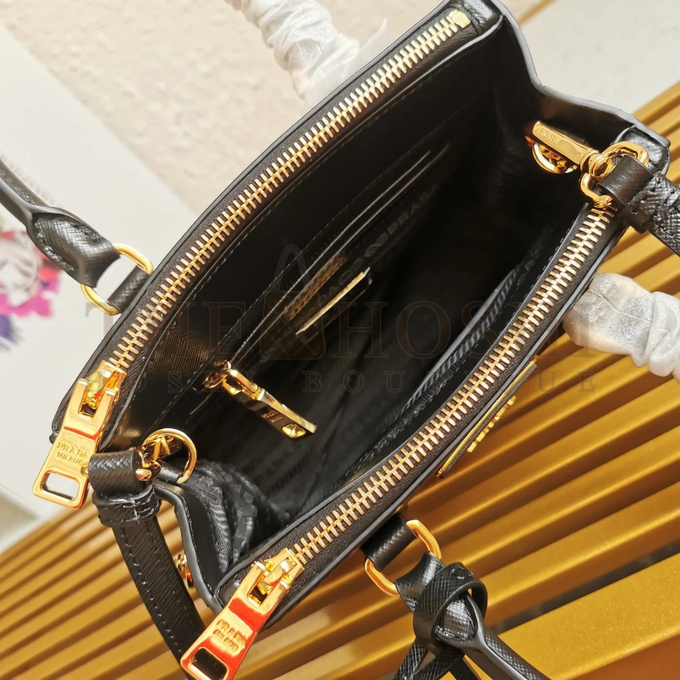 Pra*a Mini Galleria Bag In Black Saffiano Leather Master Quality