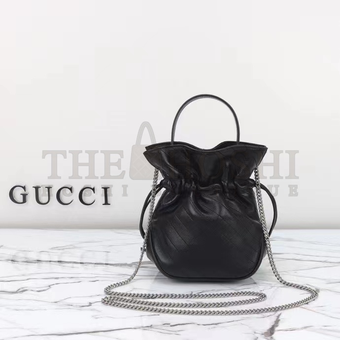 Gvc*1 Women GG Blondie Mini Bucket Bag Black Leather Round Interlocking G Master Quality