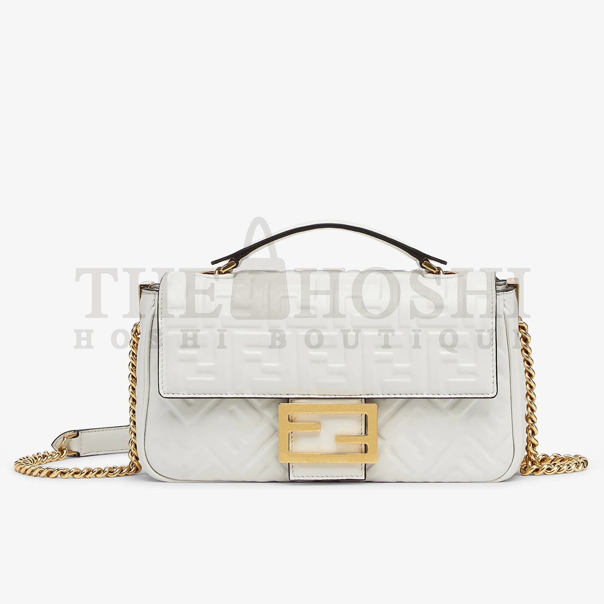 F**di Baguette Chain Midi Bag In White Nappa Leather Master Quality