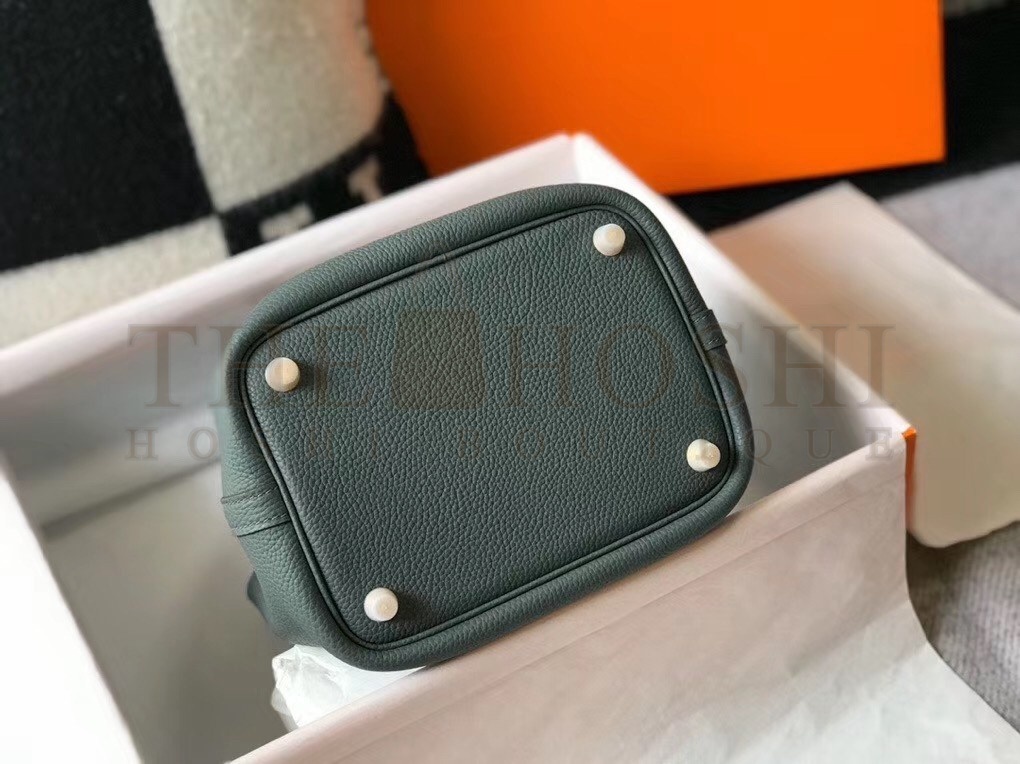 H**me5 Vert Amande Picotin Lock PM 18cm Handmade Bag Master Quality