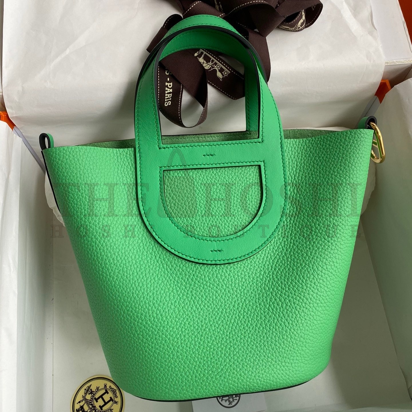 H**me5 In The Loop 18 Handmade Bag in Vert Comics Clemence Leather Master Quality