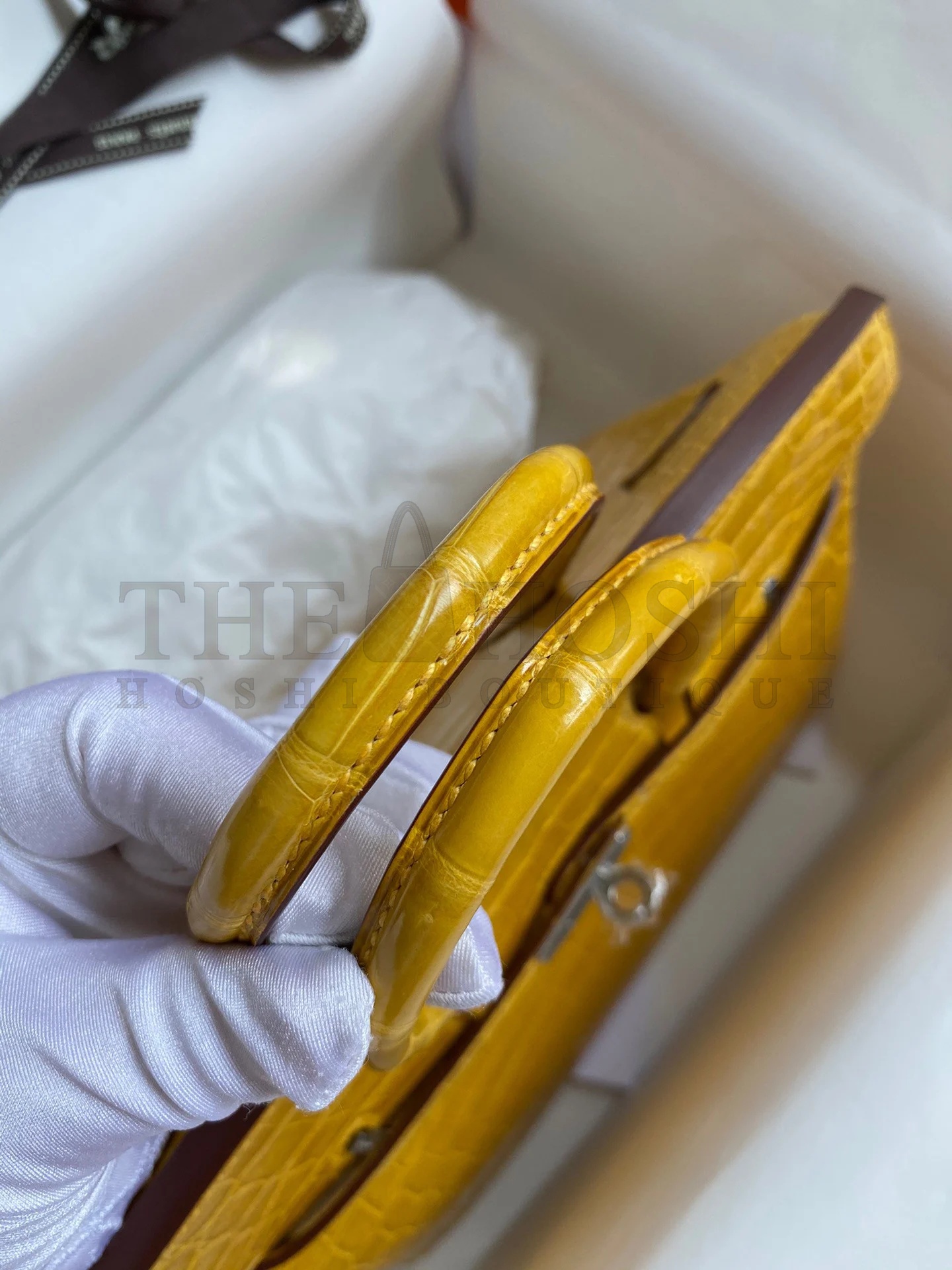 H**me5 Birkin 25 Handmade Bag In Yellow Crocodile Niloticus Shiny Skin Master Quality