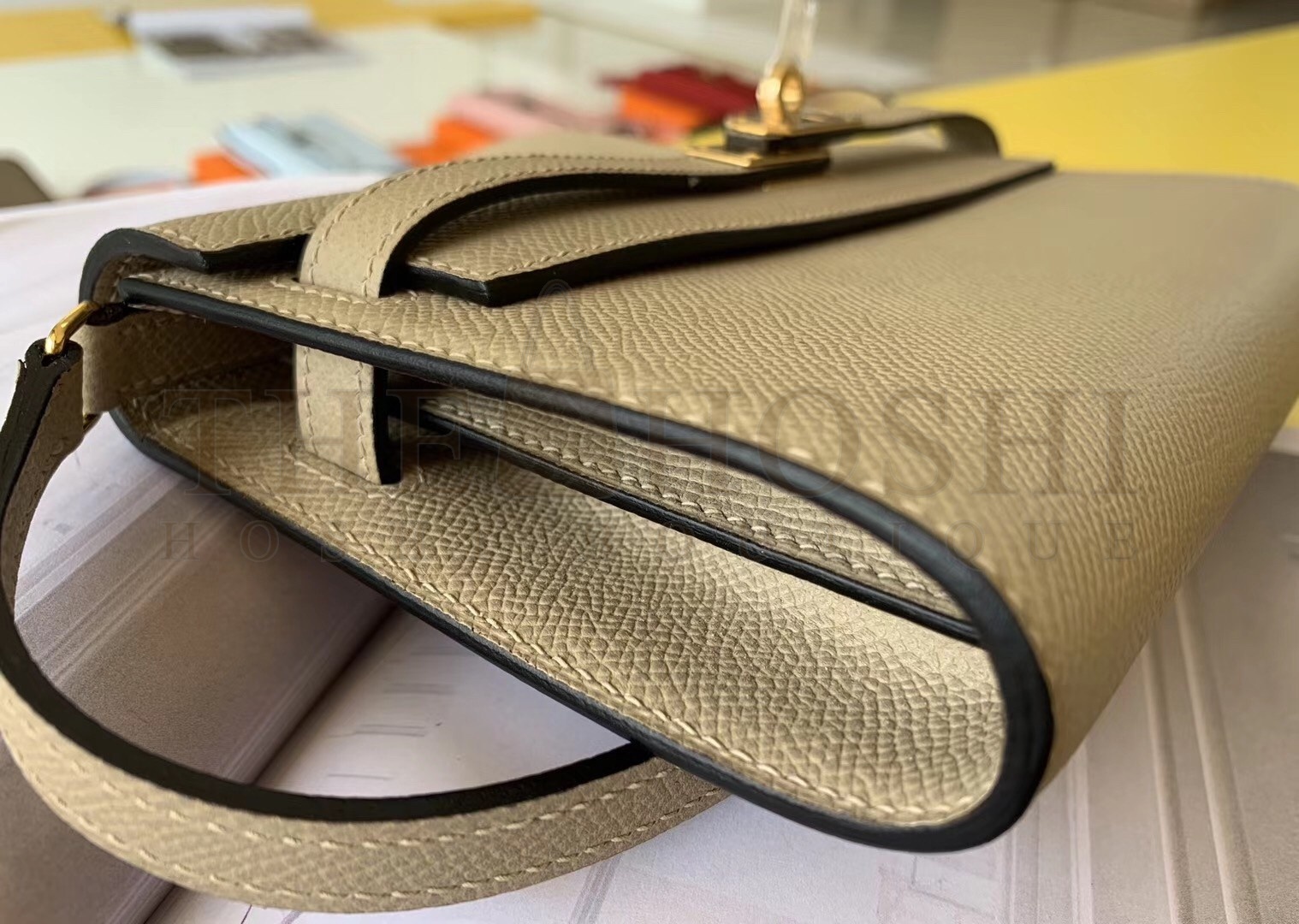 H**me5 Kelly Classique To Go Wallet In Tourterelle Epsom Calfskin Master Quality