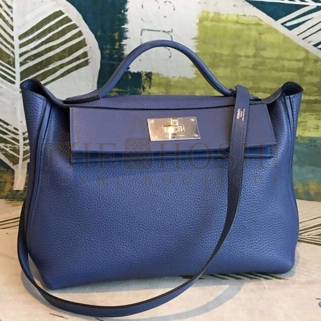 H**me5 24/24 29 Bag In Blue Clemence Calfskin Master Quality