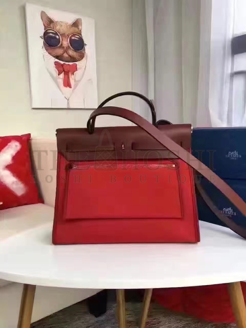 H**me5 Herbag Zip PM 31cm Bag In Red Canvas Master Quality
