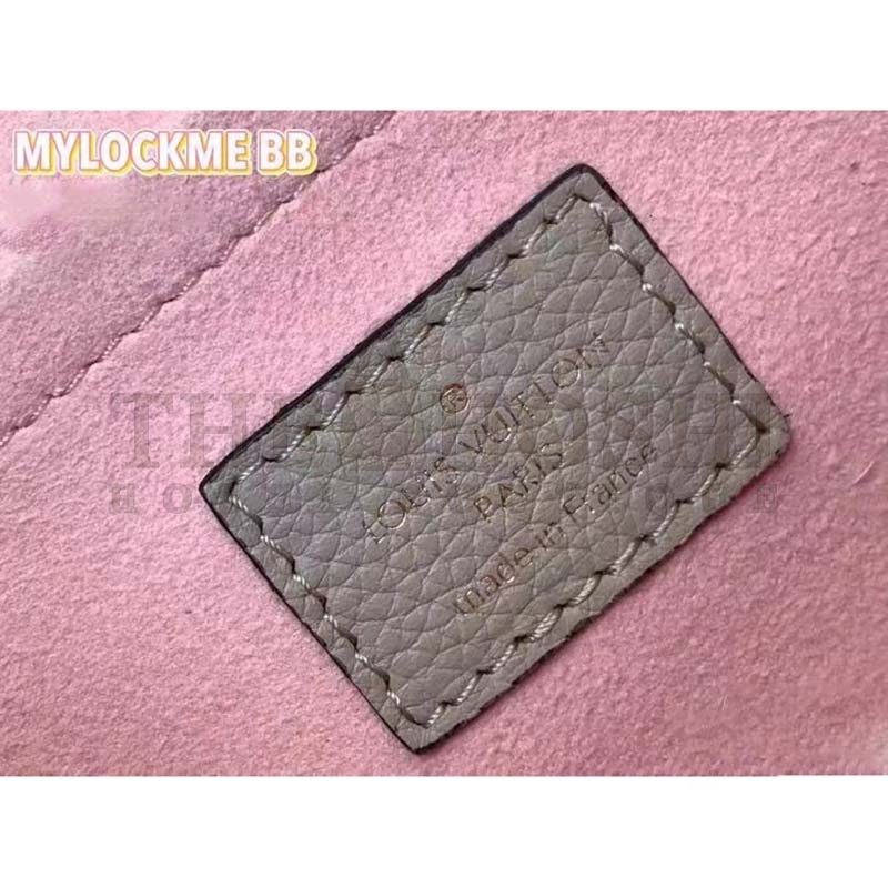 L0vis Vvtt0n LV Women Mylockme Chain Bag Beige Soft Grained Calfskin Turn Lock Master Quality