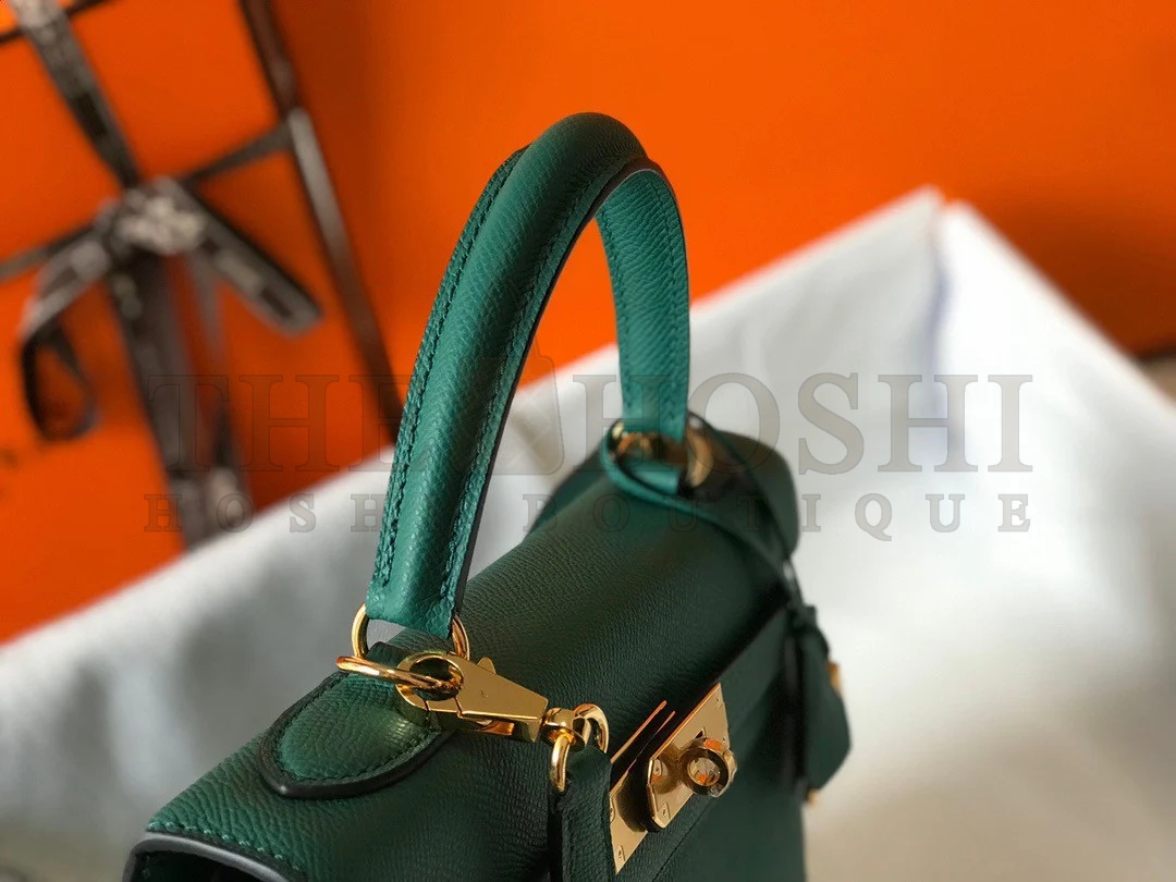 H**me5 Kelly 32cm Sellier Bag in Malachite Epsom Calfskin GHW Master Quality