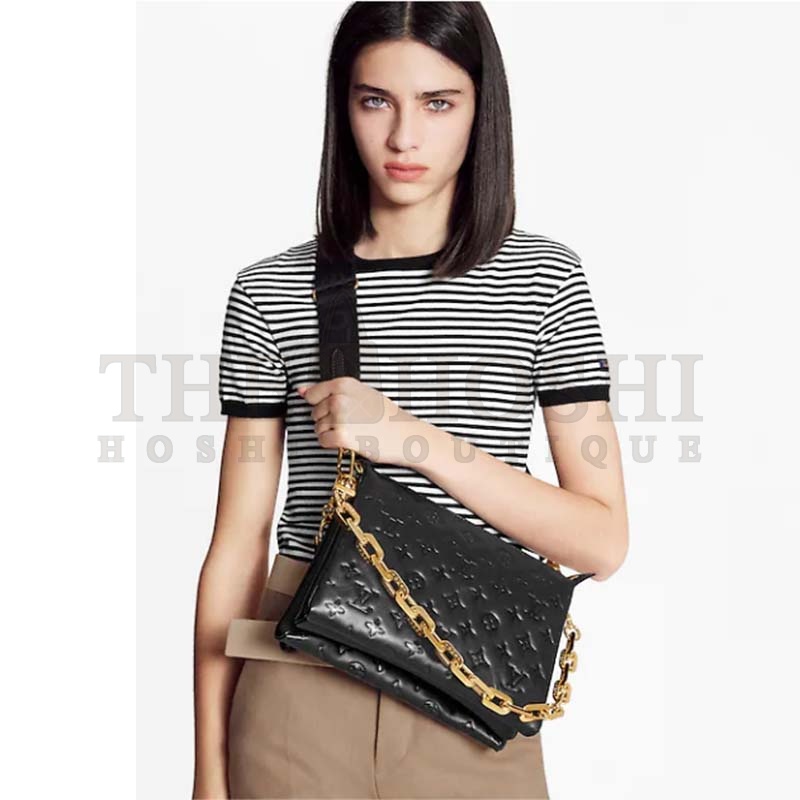 L0vis Vvtt0n LV Women Coussin PM Handbag Black Monogram Embossed Puffy Lambskin Master Quality