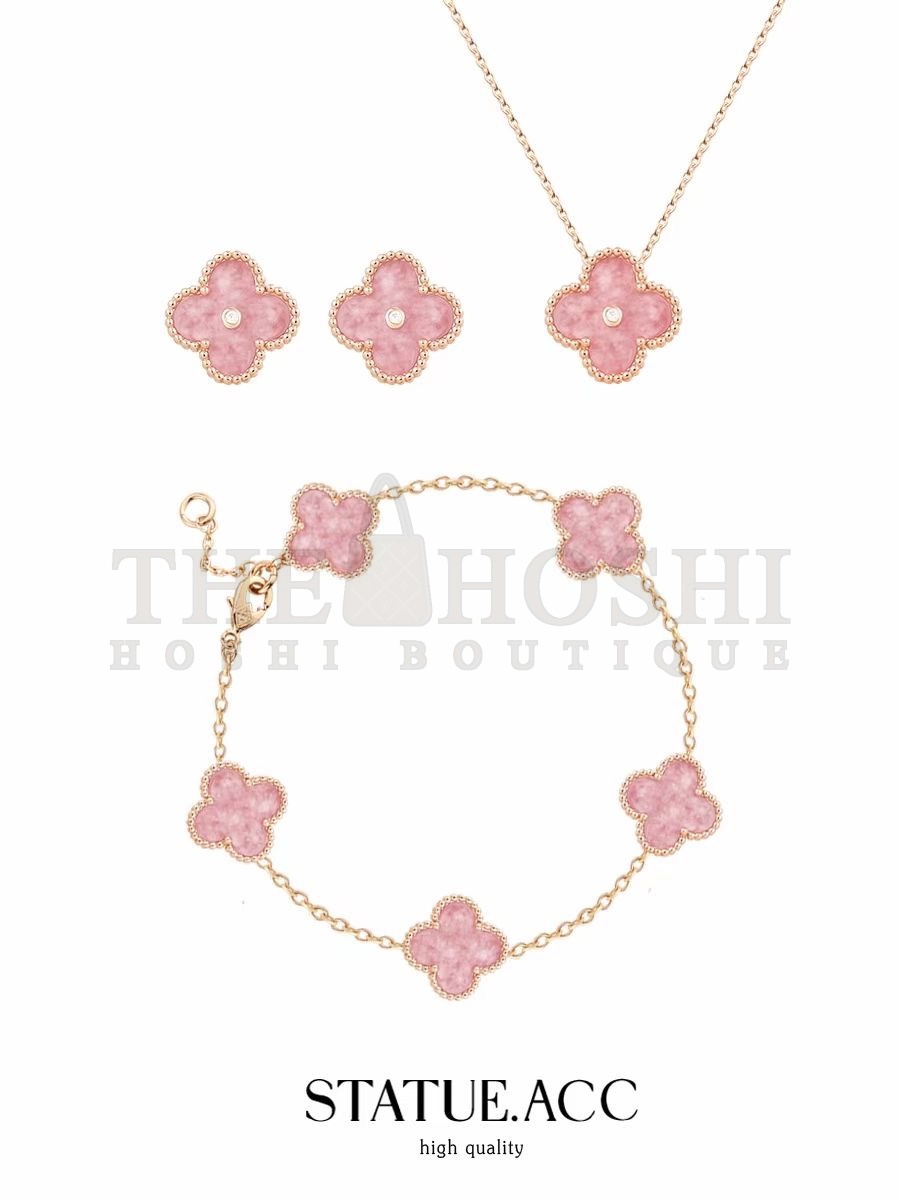 V*n Cl**f Bracelet Dupe, Pink Clover Bracelet Master Quality