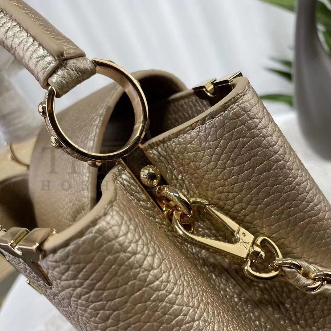 L0vis Vvtt0n LV Women Capucines BB Hand Bag Etain Metallic Gray Taurillon Leather Master Quality