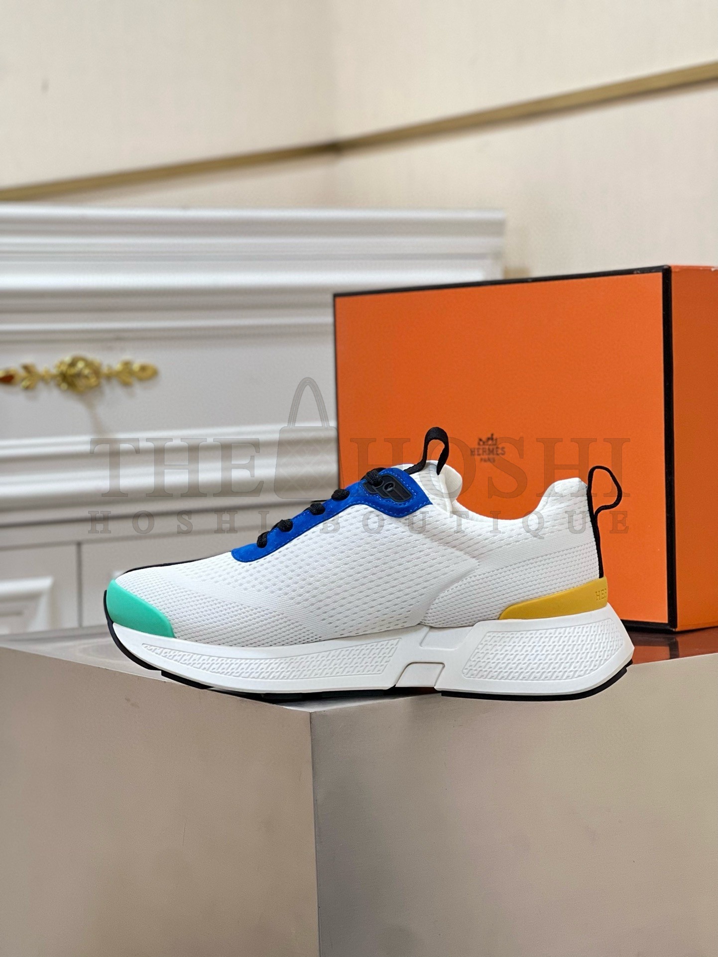 H**me5 Heros Sneakers in White Knit and Blue Suede Master Quality