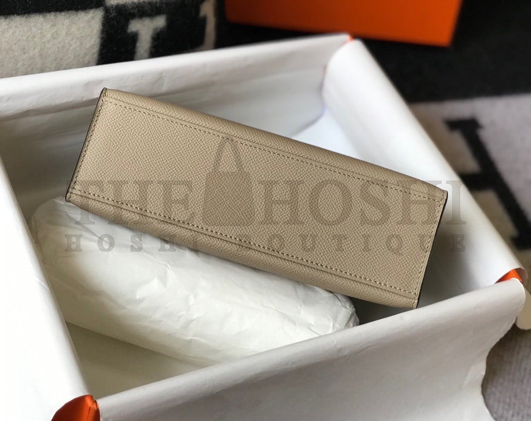 H**me5 Kelly Pochette Clutch Bag In Gris Tourterelle Epsom Leather Master Quality