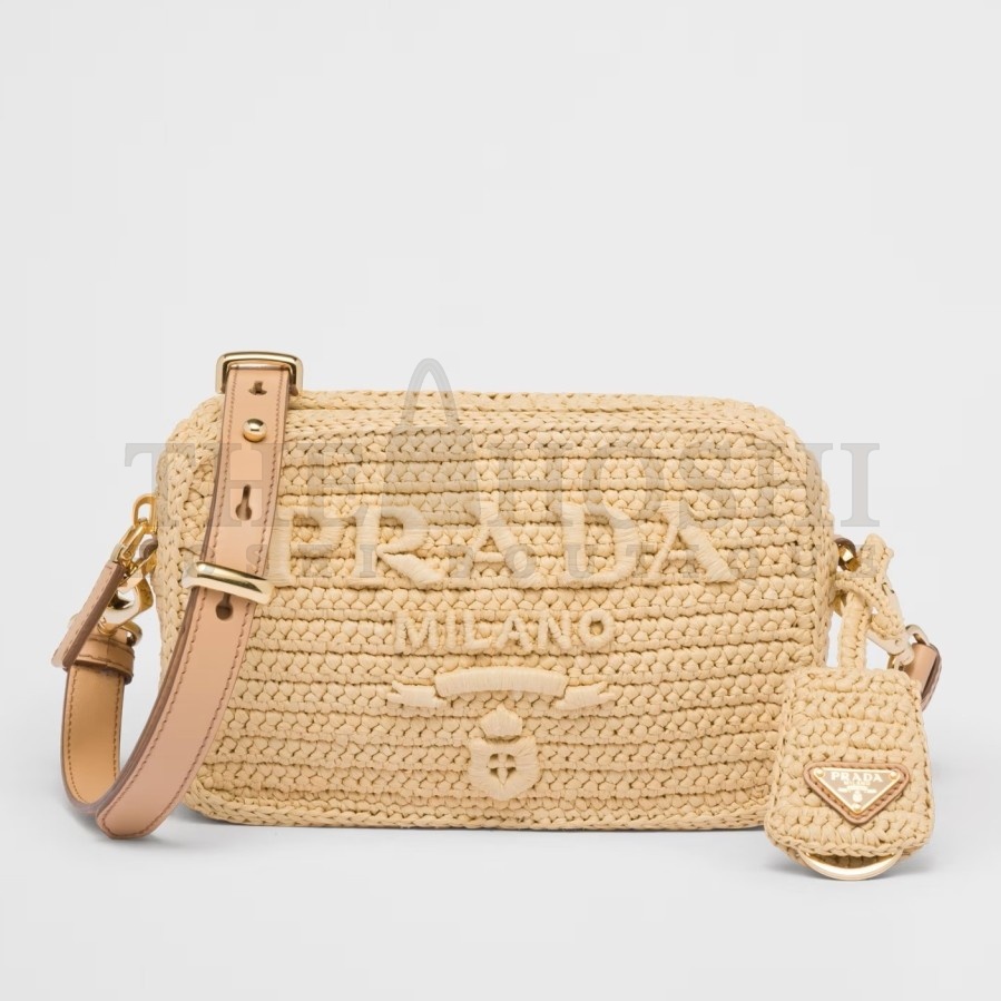 Pra*a Crochet Shoulder Bag in Natural Raffia-effect Yarn Master Quality