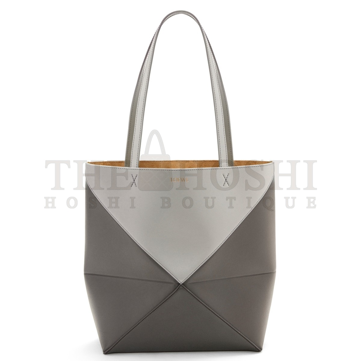L0ew* Medium Puzzle Fold Tote Bag in Grey/Dark Green Calfskin Master Quality