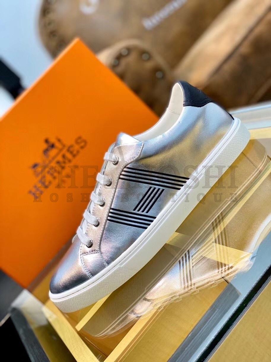 H**me5 Avantage Sneakers In Grey Metallic Leather Master Quality