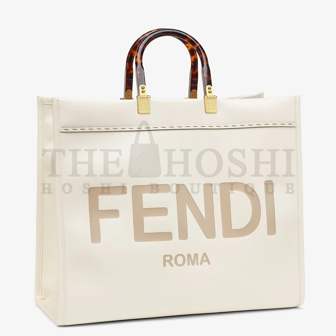 F**di Sunshine Large Tote Bag In White Calfskin Master Quality