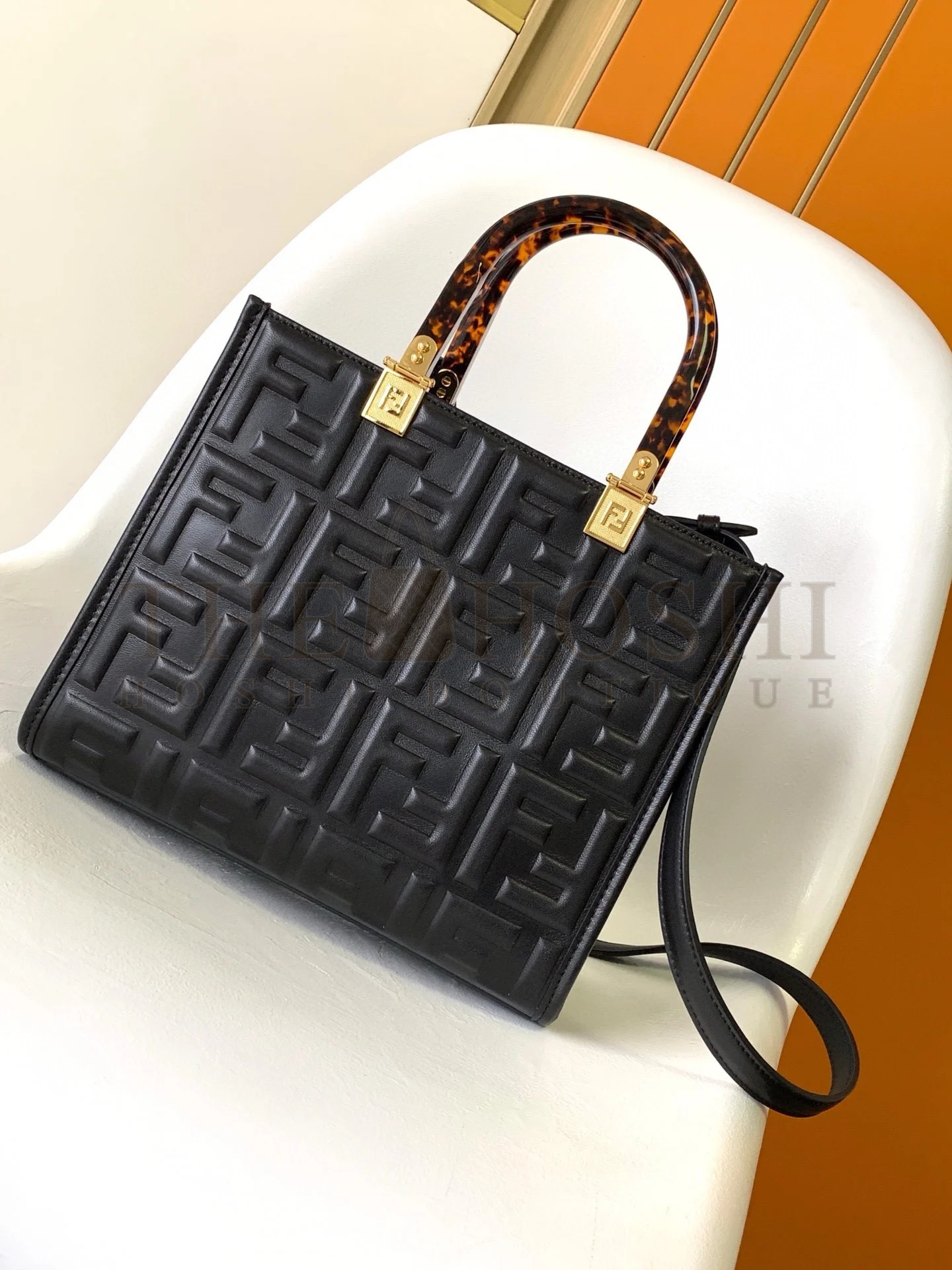 F**di Sunshine Small Tote Bag In Black FF Calfskin Master Quality