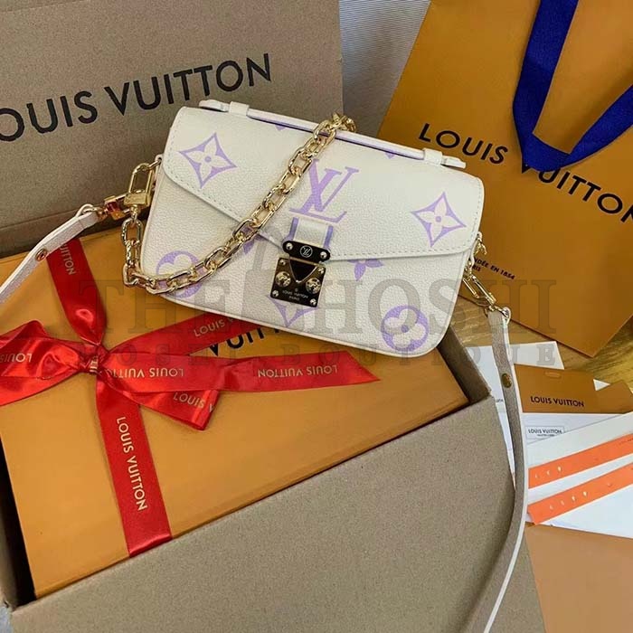 L0vis Vvtt0n LV Women Pochette Metis East West Bag Latte Bubble Tea Purple Embossed Grained Cowhide Leather Master Quality