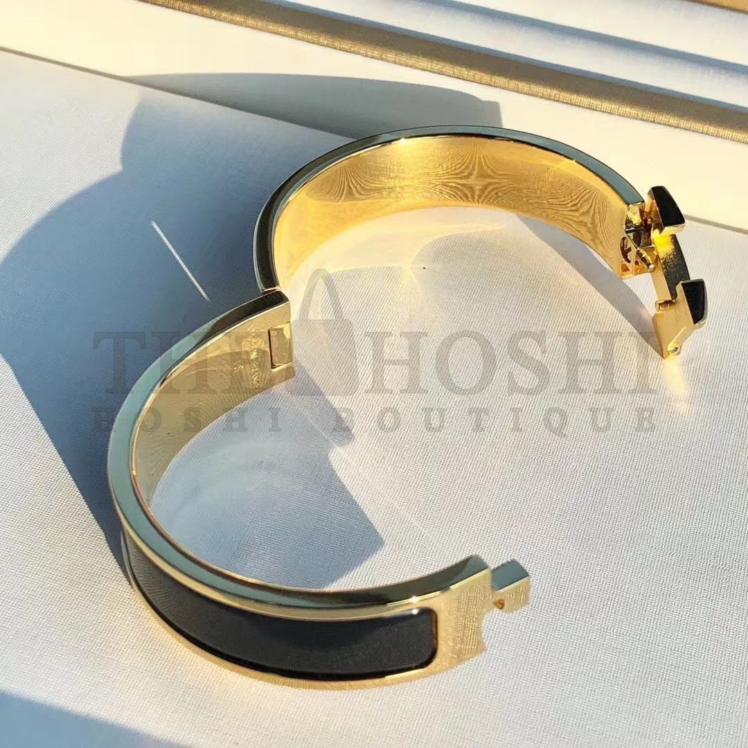 H**me5 Fake Bracelet, Clic H bracelet Dupe, Black Enamel, Three Color Master Quality
