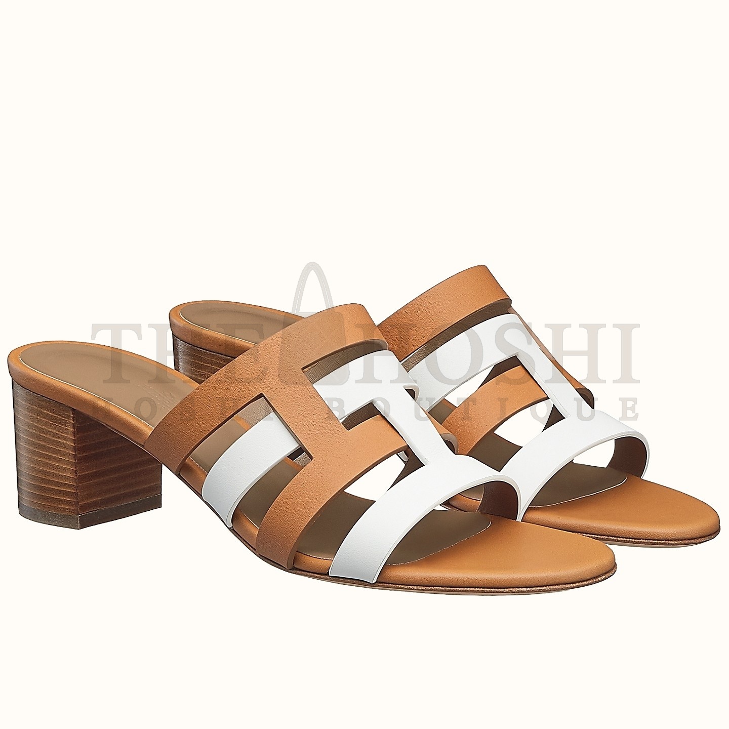 H**me5 Amica 5mm Sandals In Brown/White Calfskin Master Quality
