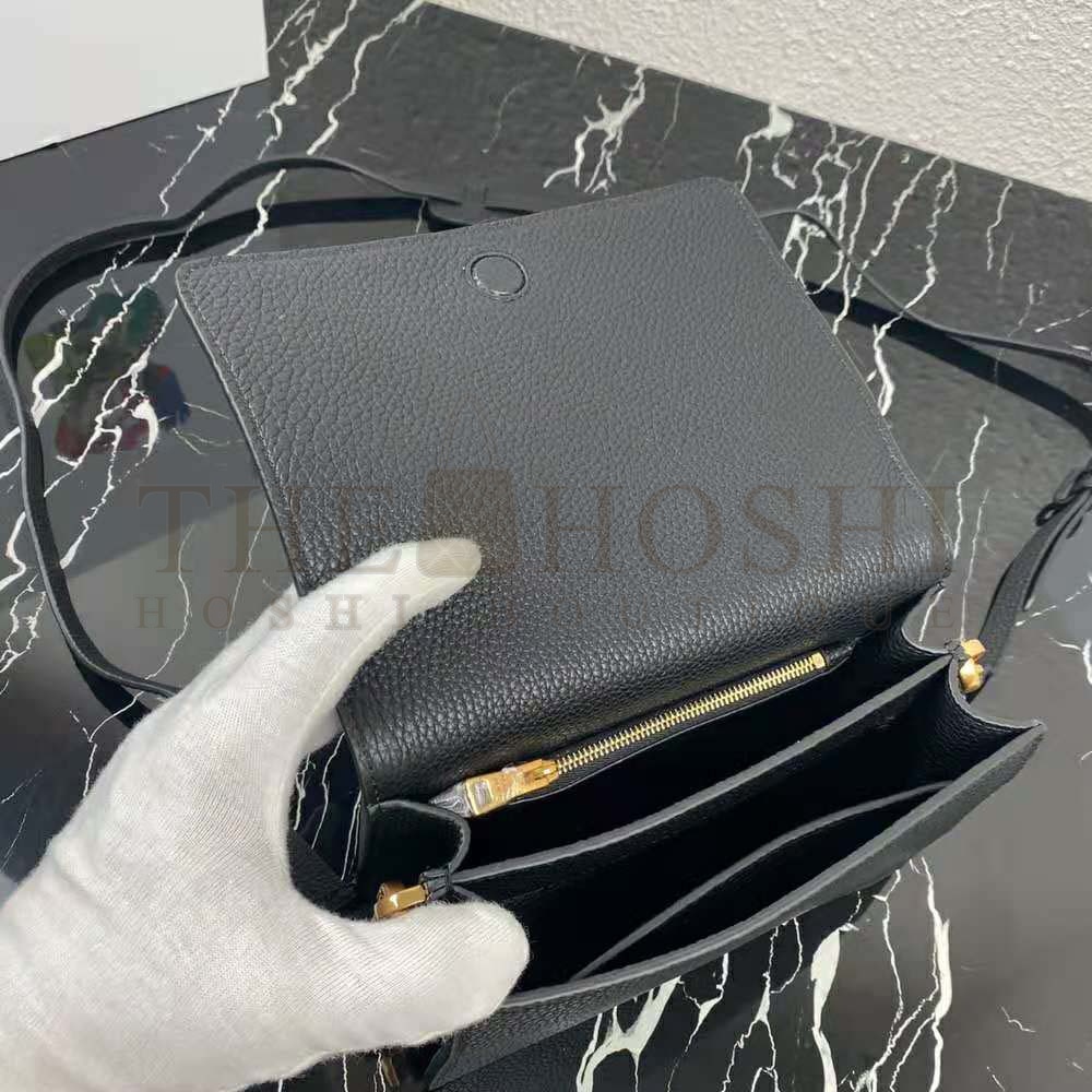 Pra*a Women Calf Leather Shoulder Bag-Black Master Quality