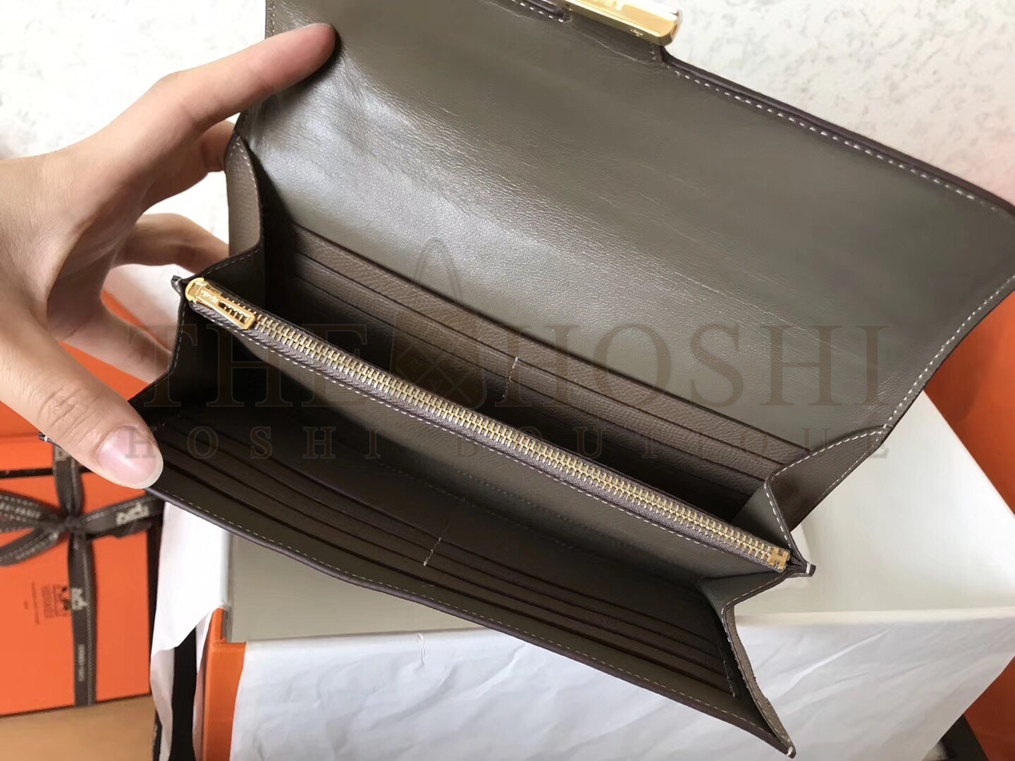 H**me5 Taupe Epsom Constance Long Wallet Master Quality