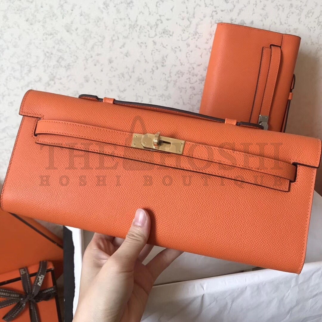 H**me5 Orange Epsom Kelly Cut Handmade Bag Master Quality