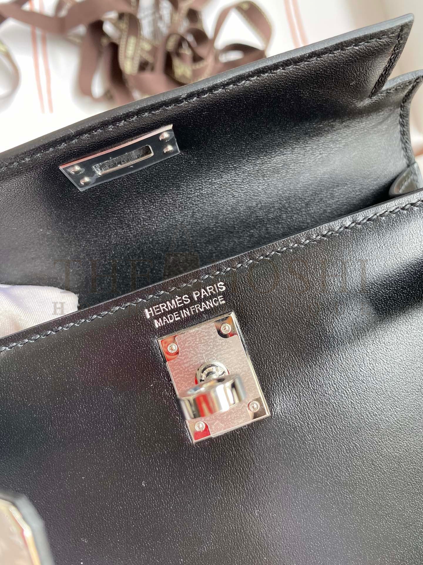 H**me5 Kelly Mini II Sellier Handmade Bag In Black Box Calfskin Master Quality