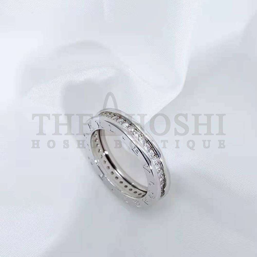 Bv1g*ai Women B.zero1 One-Band Ring in 18 KT White Gold Set with Pave D1am0nds on the Spiral Master Quality