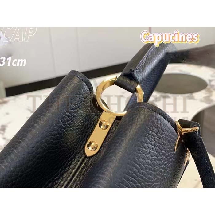 L0vis Vvtt0n LV Women Capucines MM Handbag Black Taurillon Calf Leather Master Quality
