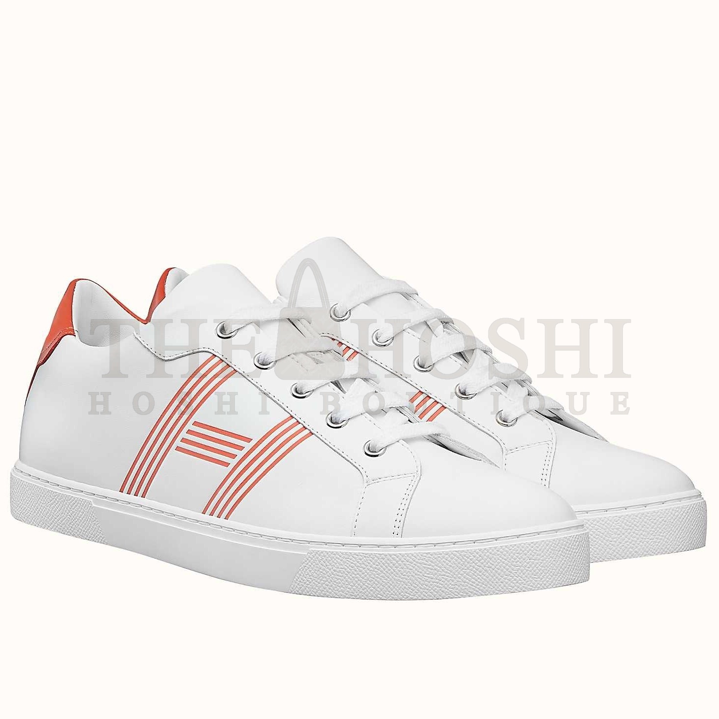 H**me5 Avantage Sneakers In White/Orange Calfskin Master Quality