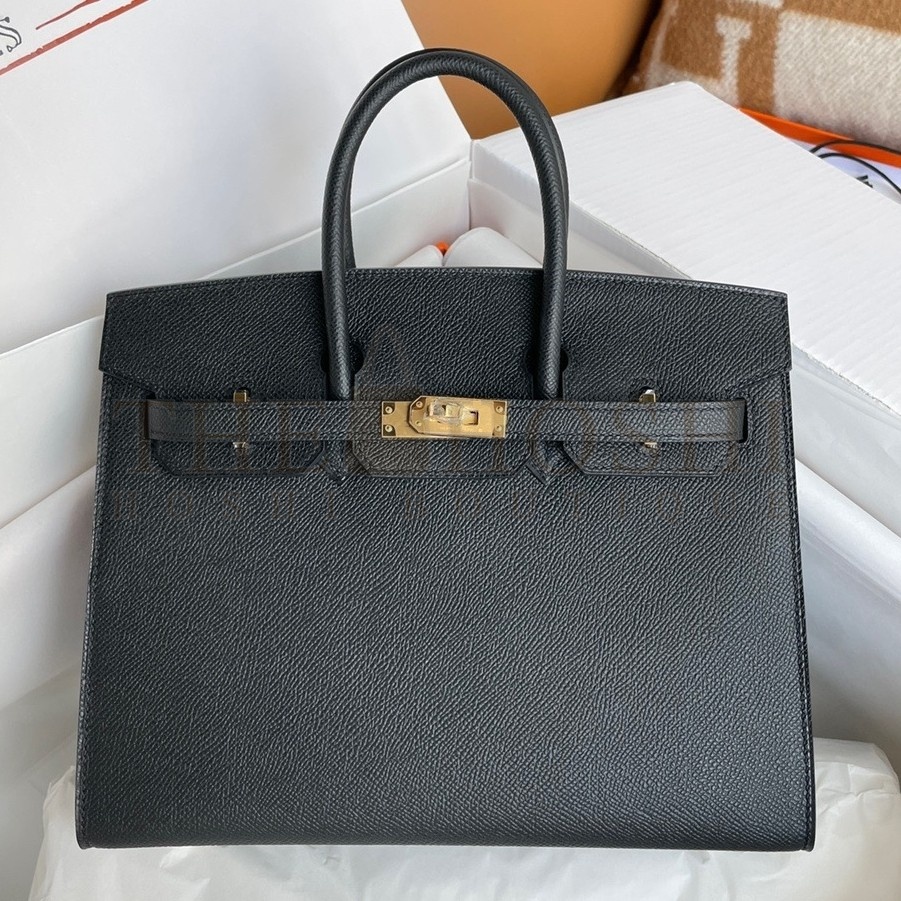 H**me5 Birkin 25 Sellier Handmade Bag In Black Epsom Calfskin Master Quality
