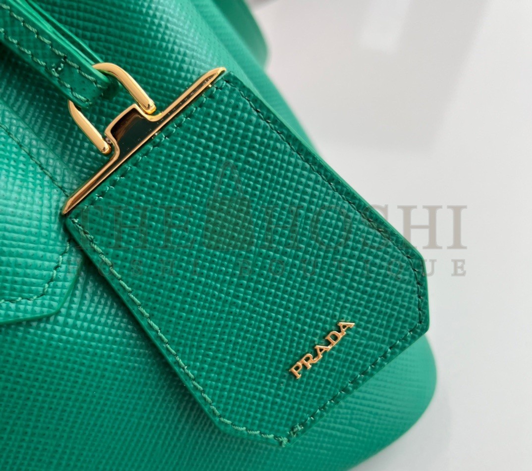 Pra*a Double Mini Bag In Green Saffiano Leather Master Quality