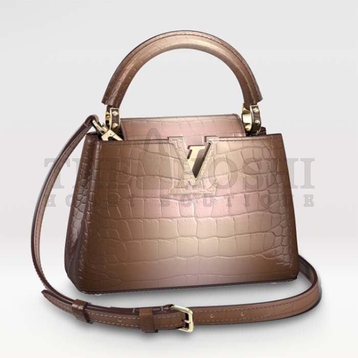 L0vis Vvtt0n LV Women Capucines Mini Handbag Forest Clearing High Shiny Alligator Leather Master Quality