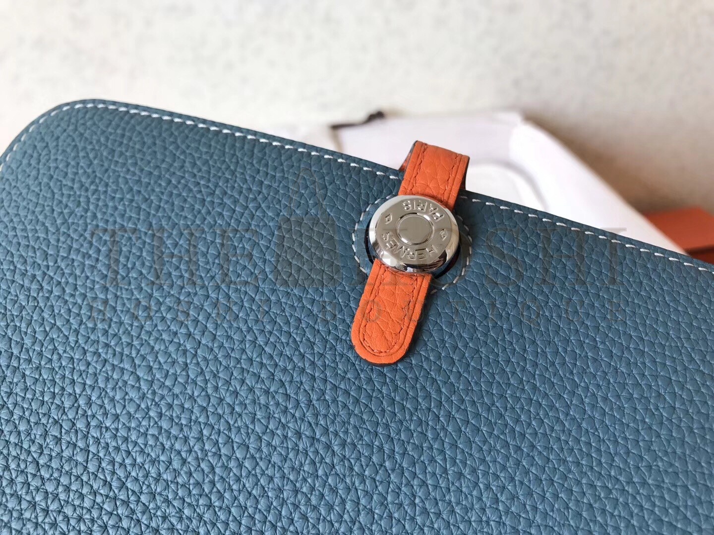 H**me5 Bicolor Dogon Duo Wallet In Jean/Orange Leather Master Quality