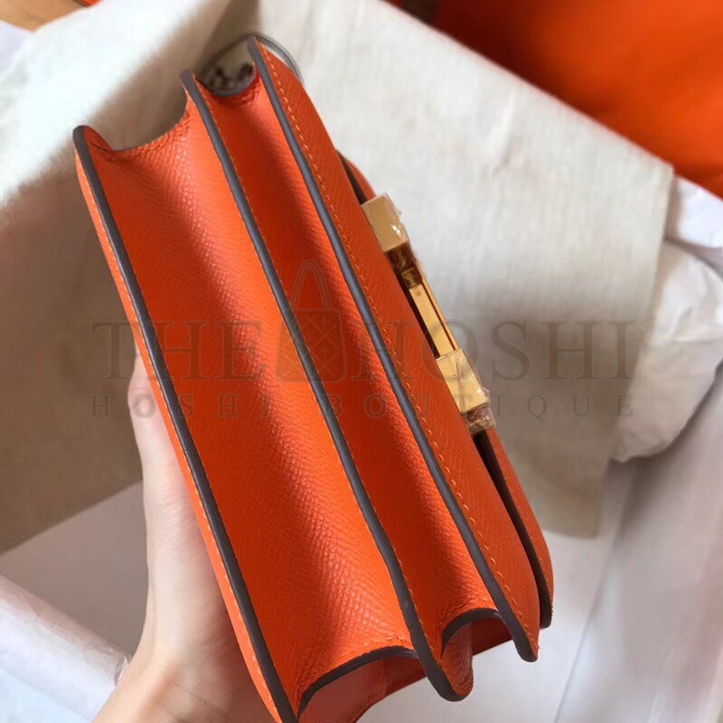 H**me5 Mini Constance 18cm Orange Epsom Bag Master Quality