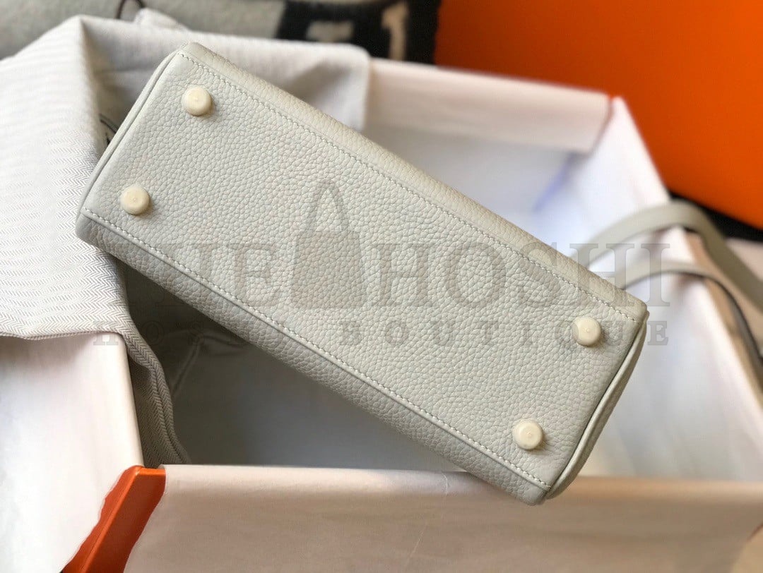H**me5 Kelly 28cm Retourne Bag in Pearl Grey Clemence Leather GHW Master Quality
