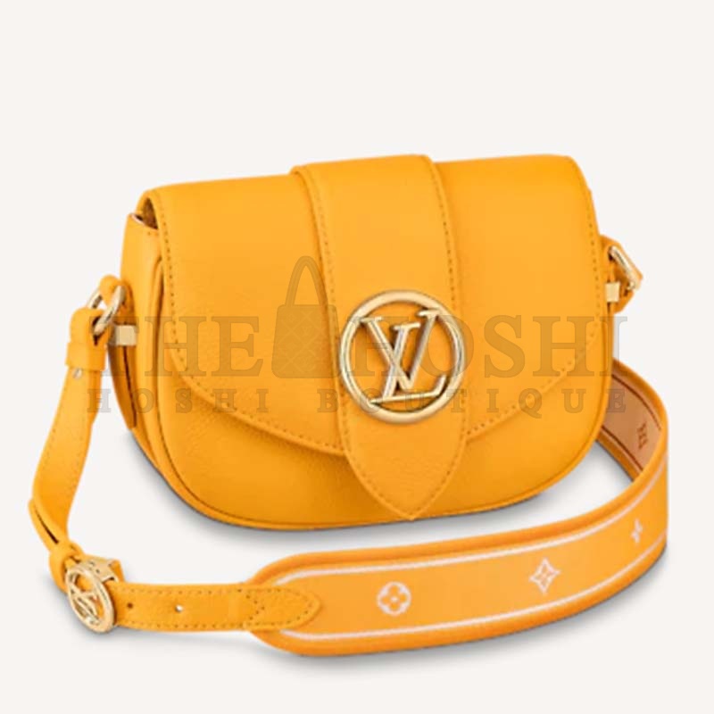 L0vis Vvtt0n LV Women Pont 9 Soft PM Handbag Yellow Grained Calfskin Cowhide Master Quality