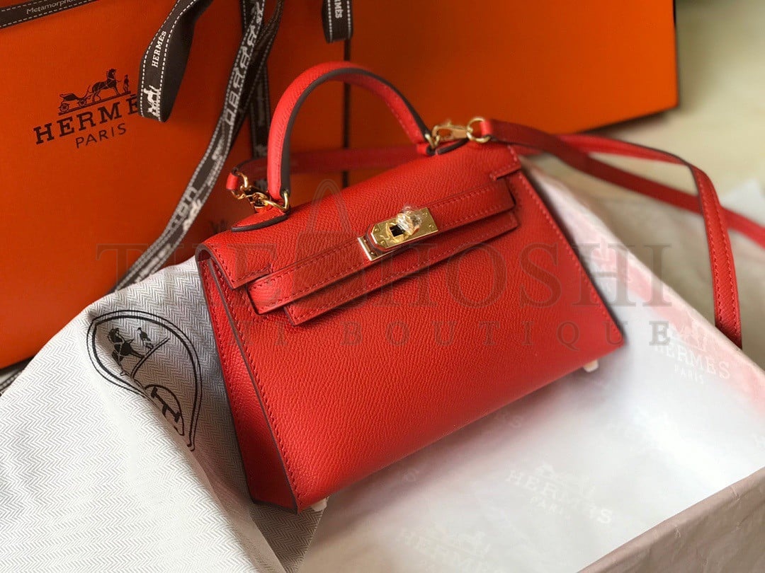 H**me5 Kelly Mini II Sellier Bag In Red Epsom Leather Master Quality
