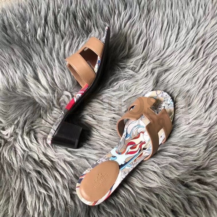 H**me5 Camel Swift Oasis Sandals with Fantaisie Botanique Printed Master Quality