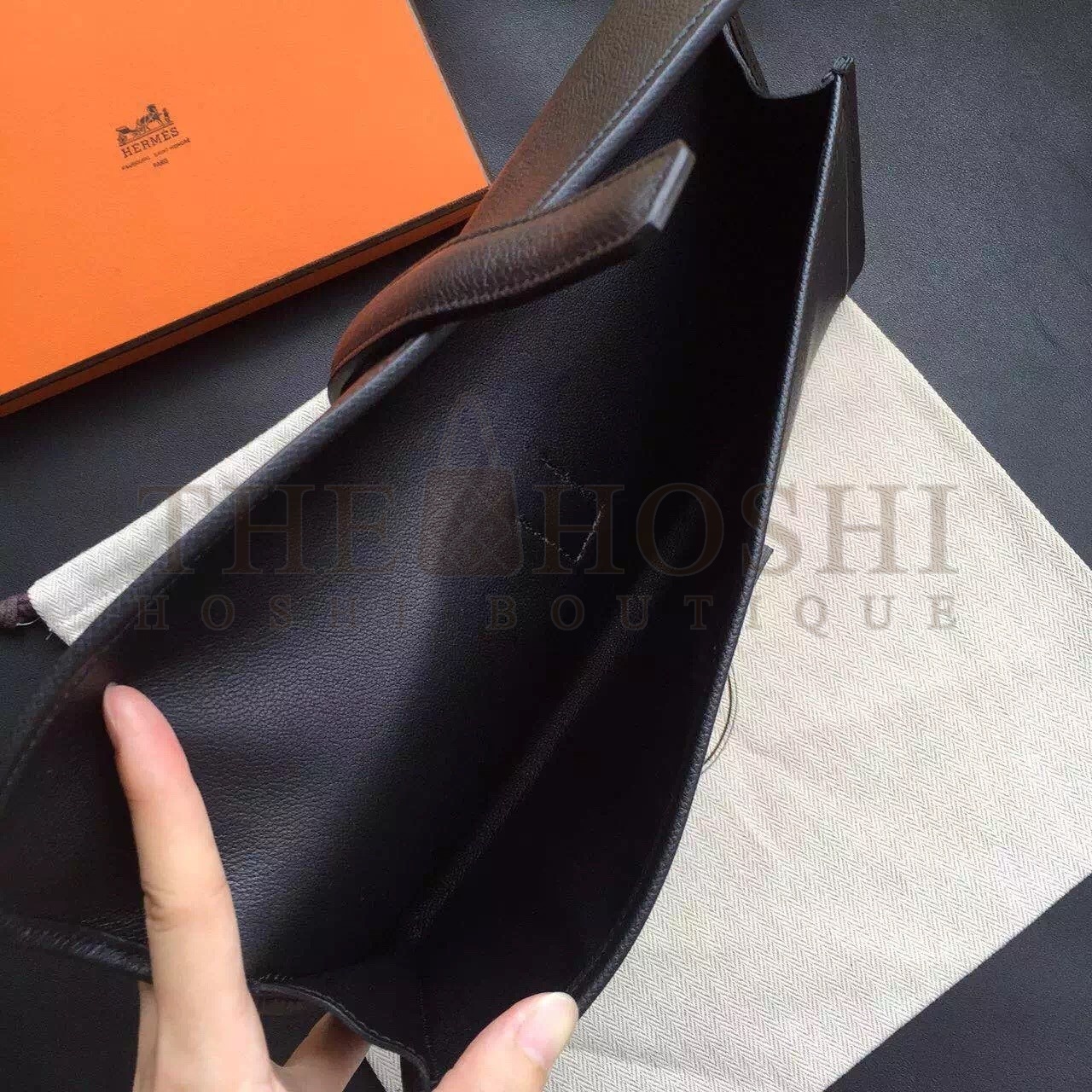 H**me5 Black Epsom Jige Elan 29 Clutch Bag Master Quality