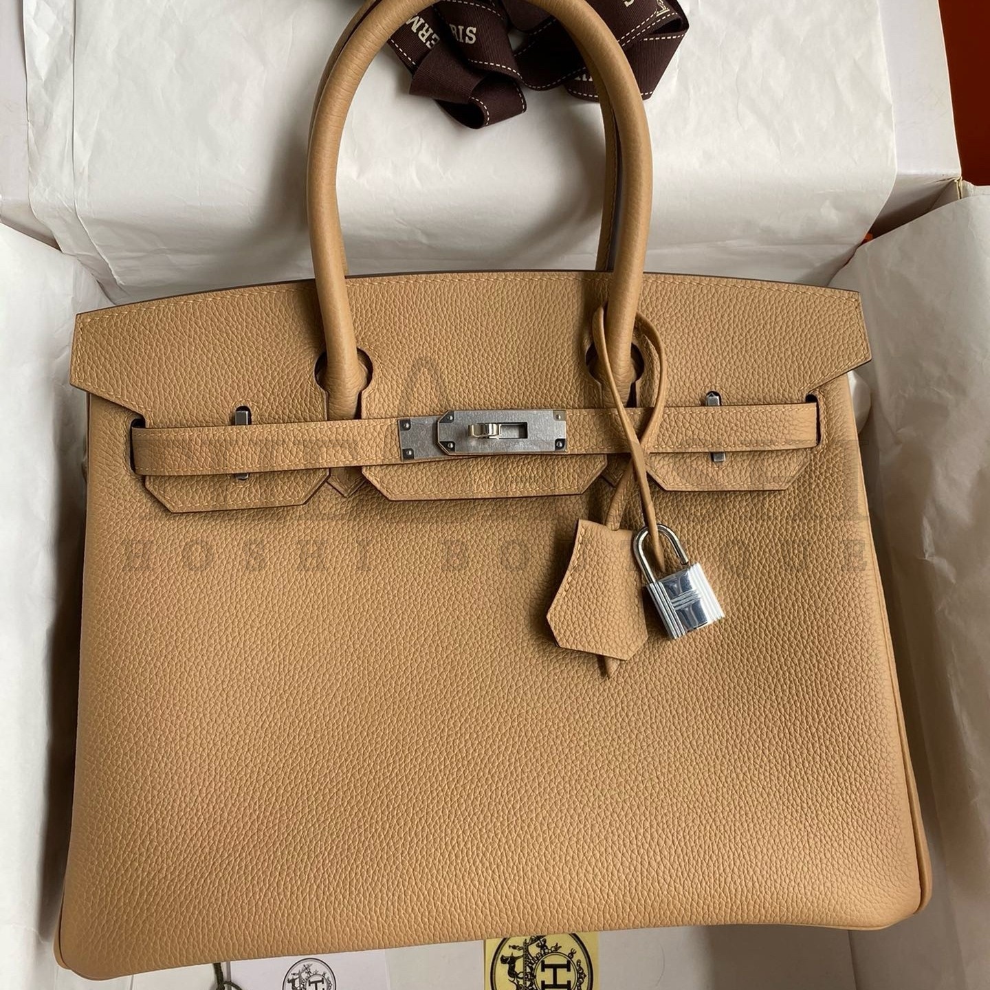 H**me5 Birkin 30 Retourne Handmade Bag In Chai Clemence Leather Master Quality