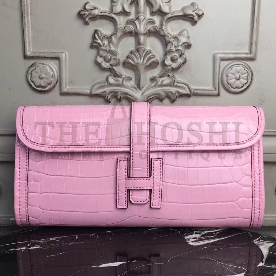 H**me5 Jige Elan 29 Clutch In Pink Crocodile Leather Master Quality