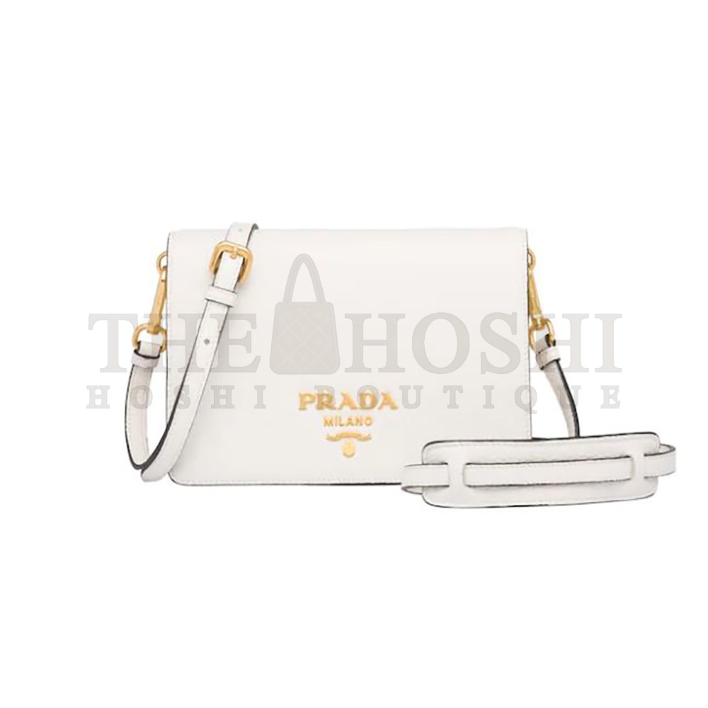 Pra*a Women Calf Leather Shoulder Bag-White Master Quality