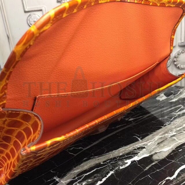 H**me5 Jige Elan 29 Clutch In Orange Crocodile Leather Master Quality