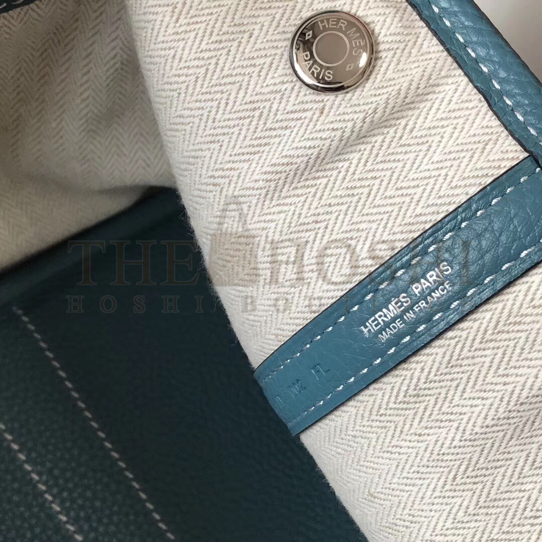 H**me5 Garden Party 30 Bag In Blue Jean Clemence Leather Master Quality