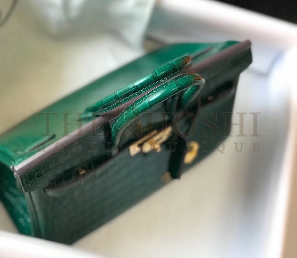 H**me5 Birkin 25cm Bag In Green Embossed Crocodile Leather Master Quality