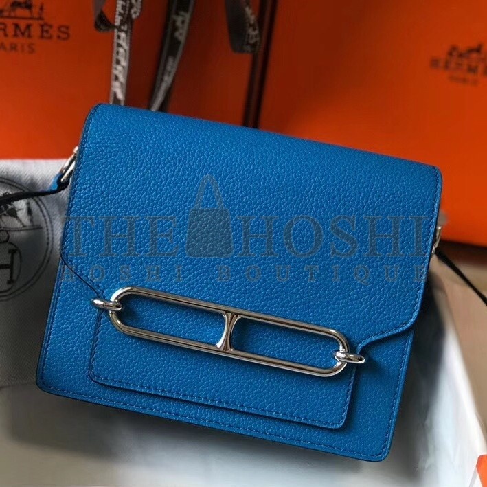 H**me5 Mini Sac Roulis 18cm Bag In Blue Hydra Evercolor Calfskin Master Quality